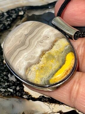 Indonesian Bumblebee Jasper Crystal Pendant 1 1/2”x 1 7/8”